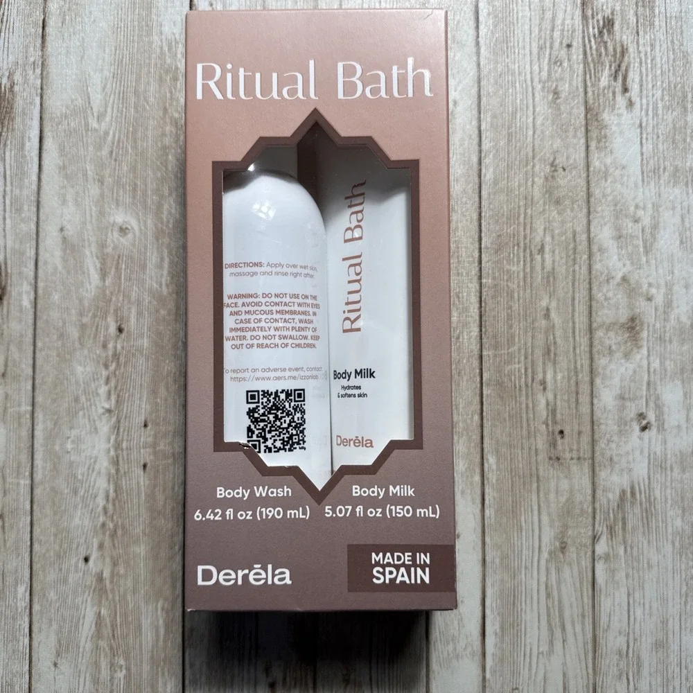 NEW Derela Ritual Bath &‎ Body Set Body Wash & Body Milk Made in Spain